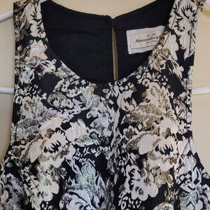 Abercrombie and Fitch Black and Gold Silver Brocade Dress Size S